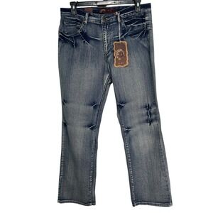 U-51 Women's Size 16 Blue Wash Denim Jeans Distressed Embellished Angel Pockets